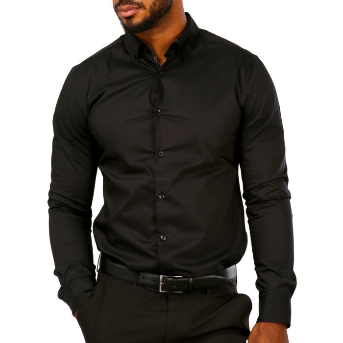 Men's black short sleeve dress shirt