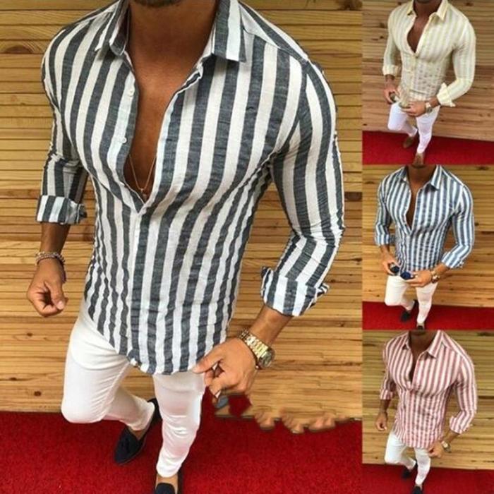 Wide stripe mens dress shirts