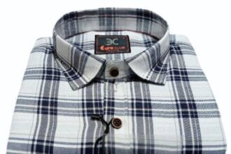 Mens blue and white check dress shirt